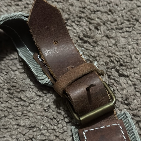 NWT-Shabby Chic Cloth Exterior Patchwork Crossbody Bag-Tan/Olive-Brown Trim - Picture 7 of 16